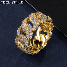 Hip hop clássico cz cubana anel de prata ouro cor iced para fora zircão charme anel para homem feminino jóias tamanho 8-10 2024 - compre barato