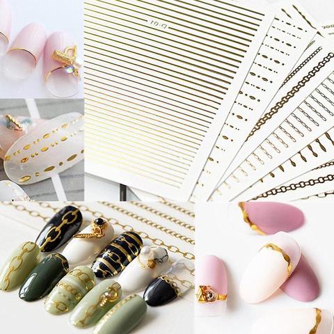 Self-adhesive Rose Gold Silver 3D Nail Sticker Curve Stripe Lines Nails Sticker Laser Striping Tape Manicure Stickers Decals New 2022 - buy cheap