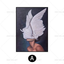 Fashion Painted Swan Woman Girl Black White Abstract Oil Painting Canvas Art Home Decor Wall Pictures Modern No Frame Picture 2024 - buy cheap