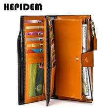 HEPIDEM RFID High Quality Genuine Leather Long Wallet 2020 New Female Front Pocket Money Dollar Bill Purse for Women 8236 2024 - buy cheap