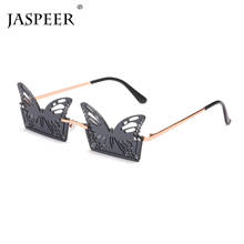 JASPEER-gafas de sol sin montura para mujer y hombre, lentes de sol de mariposa Punk con protección UV400, sin marco, a la moda, para fiesta 2024 - compra barato