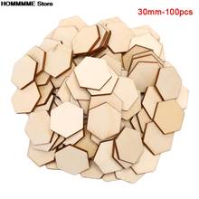 100pcs/lot Hexagonal Shape Wood DIY Laser Cut Embellishment Craft Decor Ornaments Wedding 10mm-30mm 2024 - buy cheap