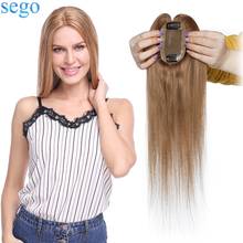 SEGO-extensiones de cabello humano 100% Real para mujer, Base de seda, Clip Natural, pelo indio liso, 6x9cm 2024 - compra barato