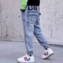 Calça jeans clássica infantil, calça jeans fashion para meninos 4-14 anos 2021 2024 - compre barato