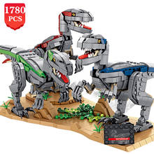 Brinquedo de blocos de construção de dragão jurássico, tiranossauro rex, modelos de dinossauro, brinquedos para crianças meninos, presentes infantis 1780 peças 2024 - compre barato