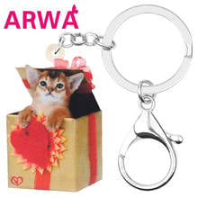 ARWA Acrylic Valentine's Day Abyssinian Key Chains Animal Key Rings Bag Car Purse Decorations For Women Girls Teen Charms Gift 2024 - buy cheap