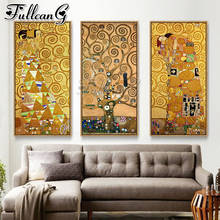 FULLCANG Gustav Klimt-Cuadro de paisaje abstracto con diamantes 5d diy, mosaico bordado con pedrería completa cuadrada o redonda FC2777 2024 - compra barato