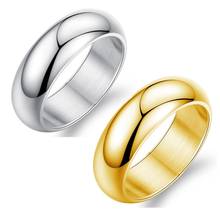 Stainless Steel Classic Band Ring 7mm for Men Women Wedding Jewelry US Size 7 to 12 2024 - buy cheap