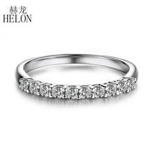 Helon anel de moissanite sólido 18k, ouro branco, au750 vvs/fg, anel de noivado e diamante para mulheres, aliança de casamento 2024 - compre barato