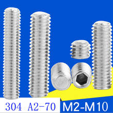 20pc DIN913  M3 M4 M5 6 8 10 16 20mm 304 Stainless Steel A2 Metric Thread Grub Flat end Point Hexagon Socket Headless Set Screw 2024 - buy cheap