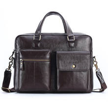 Luxury Brand Cow Genuine Leather Vintage Briefcase Messenger Bags 14inch Laptop Large Capacity Shoulder Bag Handbag Real Lether 2024 - buy cheap