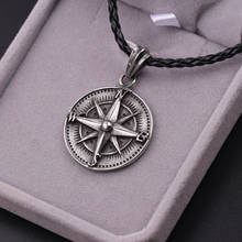 Gothic Round Compass Pendant Necklace For Men Vintage Punk Rock  Talisman Jewelry Necklace Nordic Amulet Runes Pendant 2024 - купить недорого