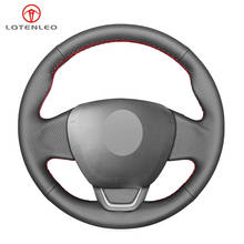 LQTENLEO Black Genuine Leather Car Steering Wheel Cover For Renault Kaptur 2016-2019 Captur 2016-2019 2024 - buy cheap