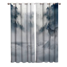 Wolf cortinas de paisagem de montanha, cortinas de janela de quarto com valança, cortinas de janela para quarto infantil, decoração de casa 2024 - compre barato