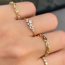 100% 925 sterling silver 18k gold plated simple cz cluster ring for women girl minimal delicate finger jewelry 2024 - buy cheap