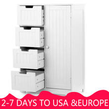 iKayaa Modern Shelved Floor Cabinet with Door & Drawers Bedroom Storage Organizer Furniture White/Blue 2024 - купить недорого