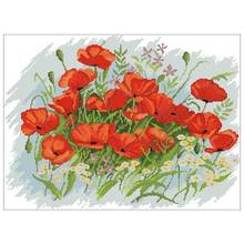 Red poppy flower patterns Counted Cross Stitch 11CT 14CT 18CT DIY Chinese Cross Stitch Kits Embroidery Needlework Sets 2024 - buy cheap