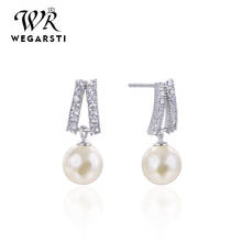 WEGARSTI Stud Earrings For Women 925 Sterling Silver Natural Fresh Water Pearl Fine Jewelry Anniversary Gift For Girlfriend 2024 - buy cheap