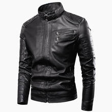 Men 2020 Spring New Casual Vintage Zipper Style Fleece Leather Jackets Coat Men Outwear Fashion Motor & Biker Leather Jacket Men 2024 - buy cheap