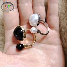 F.J4Z новые женские жемчужные кольца, горячие модные двойные манжеты с искусственным жемчугом, кольца, классические подарки, ювелирные изделия, аксессуары, Прямая поставка 2024 - купить недорого