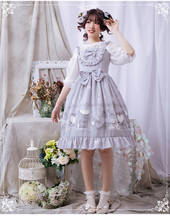 Sweet lolita dress vintage falbala bowknot cute printing high waist princess victorian dress kawaii girl gothic lolita jsk loli 2024 - buy cheap