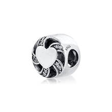 DIY Fits Pandora Bracelets Ribbon Heart Charms With Clear Cubic Zironia 100% 925 Sterling Silver Beads Free Shipping 2024 - buy cheap