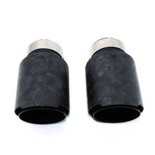 Car Glossy Carbon Fiber Muffler Tip Exhaust System Pipe Mufflers Nozzle Universal Straight Stainless Black  dz006 2024 - buy cheap