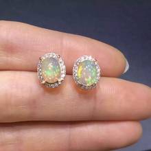 Natural Real OPal Earrings, 925 Sterling Silver Fine Elegant Jewelry for Women Earring 2024 - buy cheap