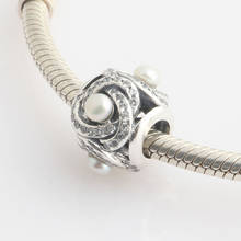 Abalorio de plata auténtica S925 para mujer, nudo de amor luminoso con perla y cuentas de cristal, apto para pulsera, brazalete, joyería artesanal 2024 - compra barato
