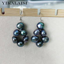 YIKALAISI 925 Sterling Silver Jewelry For Women Natural Freshwater Baroque Pearl Black Color Wholesale 2024 - buy cheap