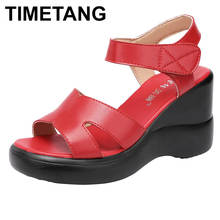 TIMETANGWedges Sandals 2021 Summer Women's Genuine Leather Shoes Platform Sandals Ladies High Heel Shoes Women Casual Flats33-43 2024 - buy cheap