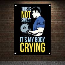 THIS IS NOT SWEAT IT'S MY BODY CRYING EXCUSES Fitness Banners Flags Bodybuilding Sports Inspirational Posters Tapestry Gym Decor 2024 - buy cheap