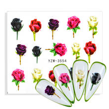 Розы наклейки для ногтей цветы наклейки с цветочным рисунком лист Водная передача фольга слайдер для дизайна ногтей украшение обернуть водяной знак, маникюр татуировки 2024 - купить недорого