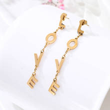 Stainless Steel Initial Letters Earrings for Women Female High Polish Gold Color LOVE Long Drop Earring Ear Jewelry Gift 2020 2024 - buy cheap