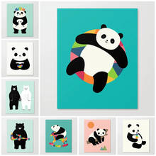 Quadros de panda para decoração de casa, poster de panda modular, imagens de desenhos animados, parede, moderno, cabeceira, sem moldura, arte 2024 - compre barato