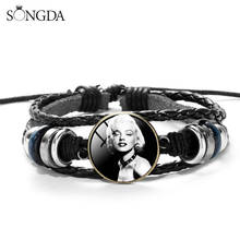 Pulsera de cuero multicapa para hombre y mujer, brazalete informal con abalorios, bonita estrella de película, joyería de recuerdo 2024 - compra barato