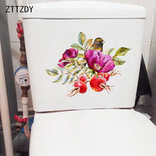 ZTTZDY 25,2 × 19,2 см, яркие цветущие ветки, аксессуары для унитаза, туалета, креативные наклейки на стену, Фреска T2-1408 2024 - купить недорого