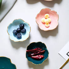 Japanese Kitchen Utensils Creative Golden Trim Ceramic Bowl Seasoning Soy Sauce and Vinegar Plate Cherry Blossom Ceramic Plate 2024 - buy cheap