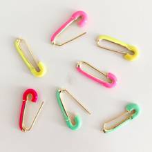 2022 summer new Neon colorful jewelry candy enamel safety pin Gold Filled earring for women 2024 - buy cheap