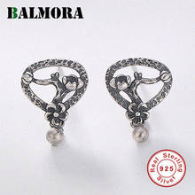 Balmora real 925 prata esterlina flor oco gancho brincos para mulheres senhora presente festa do vintage moda jóias bijoux 2024 - compre barato