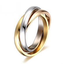 Anel exclusivo de 3 peças, conjunto de anel em aço inoxidável para mulheres e homens, amantes de noivado, anel de casamento, joia de ouro rosa feminino 2024 - compre barato