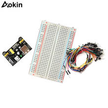 Aokin breadboard kit with 400 pin breadboard 65pcs dupont cable power supply pcb bread board DIY kit for Arduino 2024 - buy cheap