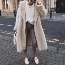 Winter Long Warm Teddy Faux Fur Coat For Women Solid Color Plush Loose Vintage Lamb Wool Jacket Turn-dowm Collar Casual Coat 2024 - buy cheap