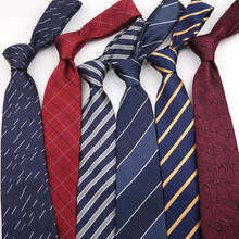 Linbaiway gravata de pescoço para homens, gravata xadrez de poliéster com 8cm para homens, gravata preta listrada com logotipo personalizado para negócios 2024 - compre barato