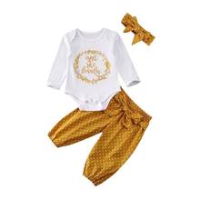 Kawgeett-macacão infantil de outono, roupas para bebês recém-nascidos, macacão, calças, tiara, trajes 2024 - compre barato