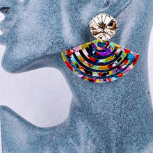 Fan-shaped acrylic bohemian earrings ladies fashion jewelry Korean version of the retro statement geometric 2019 earrings 2024 - buy cheap
