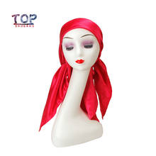 Customized Logo 90X90Cm Big Scarf Pure Satin Hair Head Scarf Wigs Silk Satin Square Scarf 2024 - buy cheap