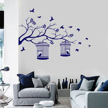Murais adesivos de parede com pássaros e folhas, galhos de árvore, natureza, vinil, decoração de casa, design interior da sala de estar, quarto 3664 2024 - compre barato