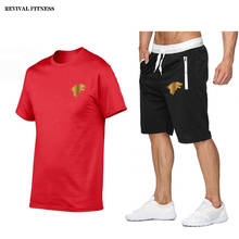 2021 Popular printed Pure cotton Men's T-shirt + Sports Shorts Set High quality Streetwear pure cotton T-shirt Jogging Pants 2024 - buy cheap