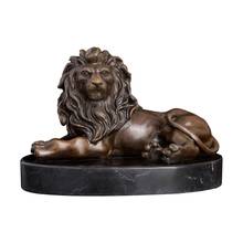 Bronze Sculpture Lying Lion Statue Figurine Antique Wildlife Art for Home Office Table Decoration 2024 - buy cheap